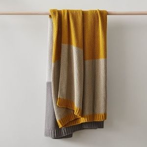 West Elm Striped Cotton Knit Throw Blanket